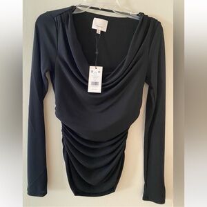 NWT! Cinq à Sept Long Sleeve
Cherise Cowl Neck Black Draped Top - Size XS